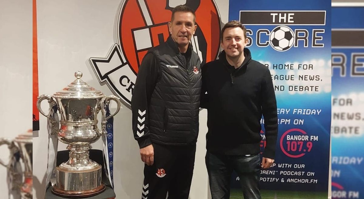 Crusaders manager Stephen Baxter and Michael Clarke